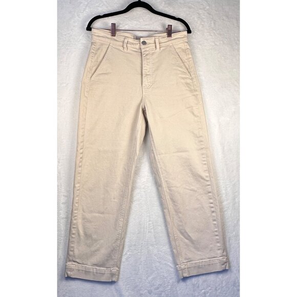 EVERLANE WOMENS THE UTILITY STRAIGHT-LEG CROP PANT Bone SZ 10 Minimalist Chic - Picture 2 of 9